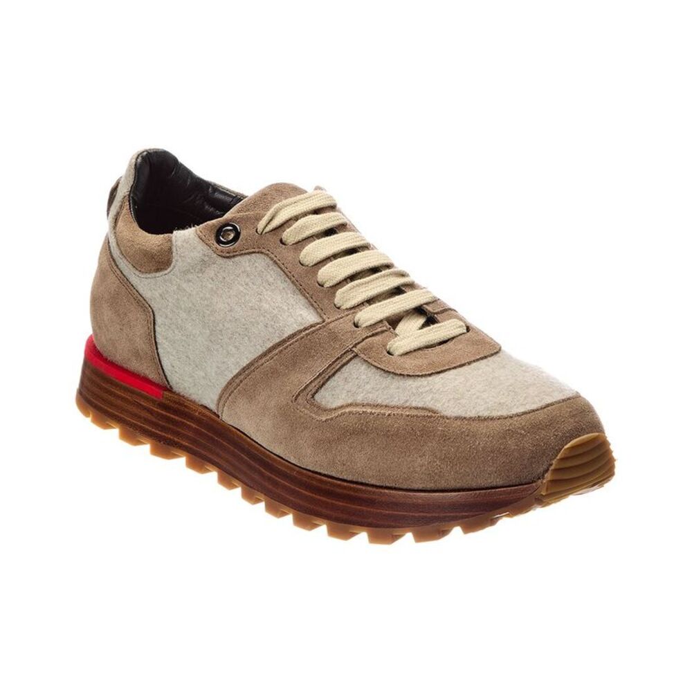 Isaia Flannel & Suede Sneaker, Brown